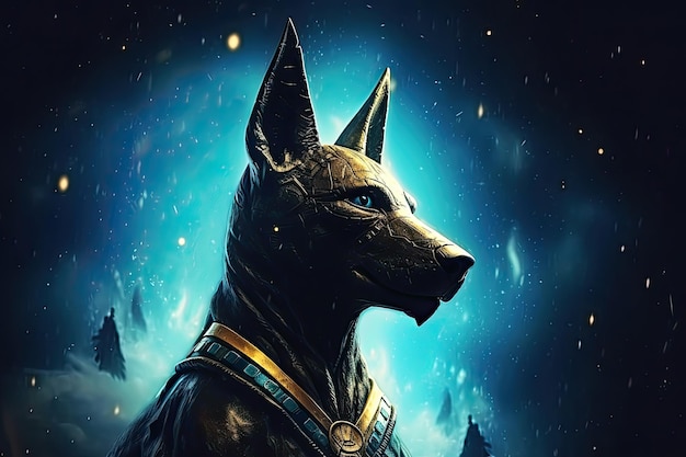 Anubis egyptian god man with a head of dog