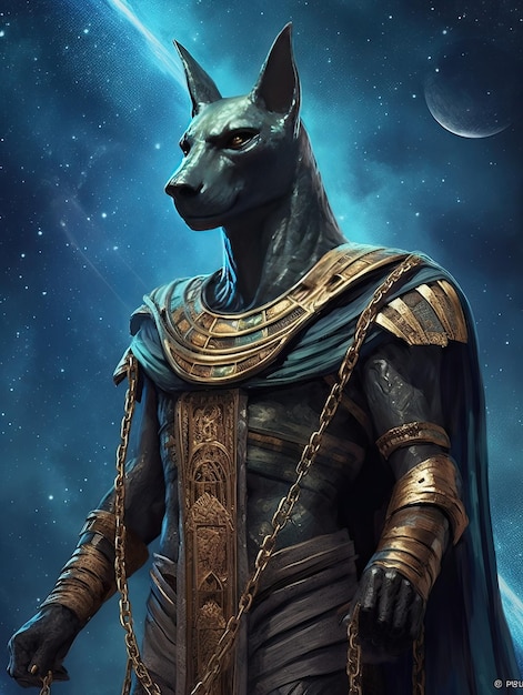 Anubis egyptian god man with a head of dog