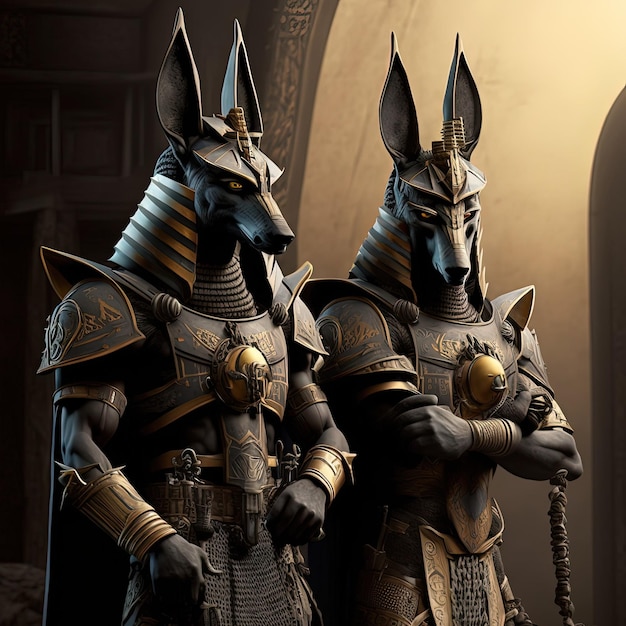 Anubis god warrior antropomophized in armour