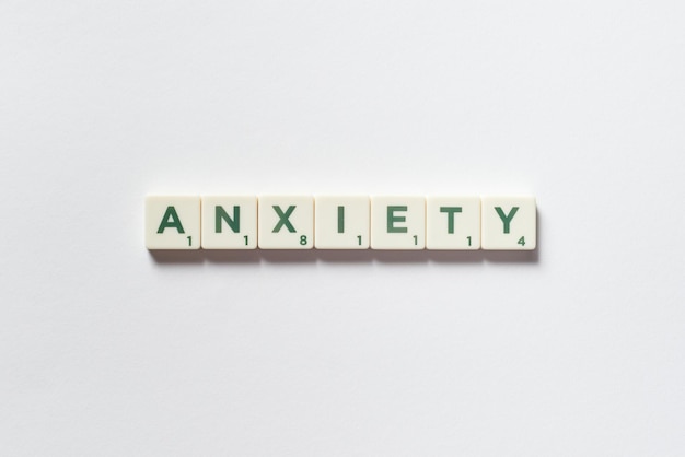 Anxiety formed of scrabble blocks