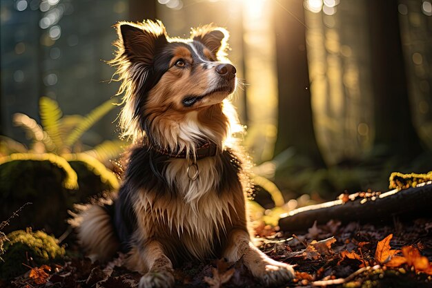 Anxious dog after training awaits measurement and snack generative IA