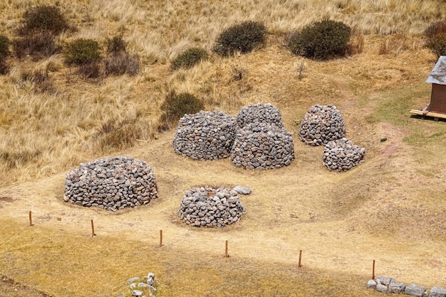 Apachetas of stones in the highlands of Cusco