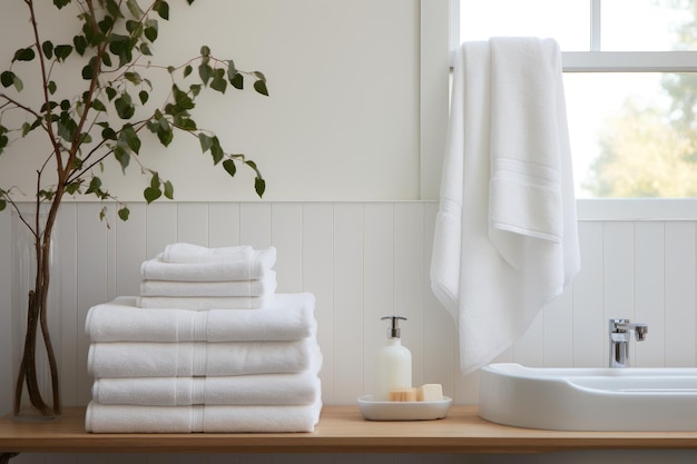 Apart wordt een collectie wit badtextiel gepresenteerd. Katoenen badstof handdoeken worden gepresenteerd in var