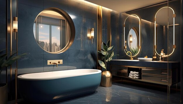 Photo an apartment bathroom with modern decor