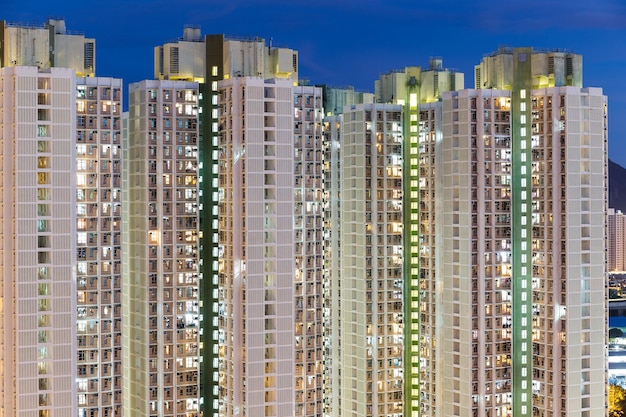 Apartment building in hong kong at night