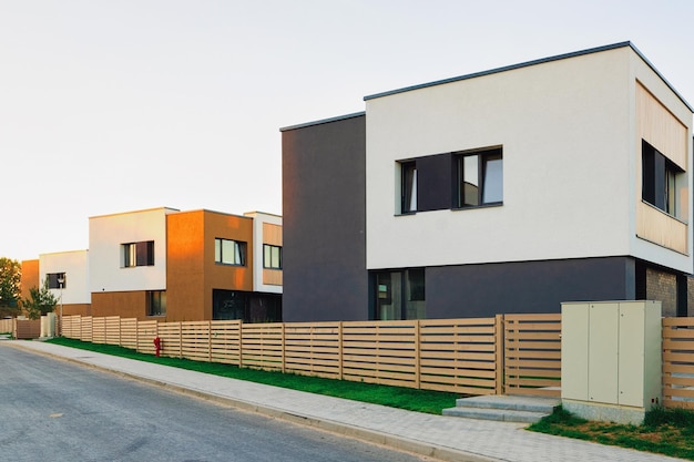 Apartment house residential home architecture with entrance gate concept.