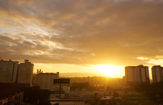 Apartment silhouette at sunrise