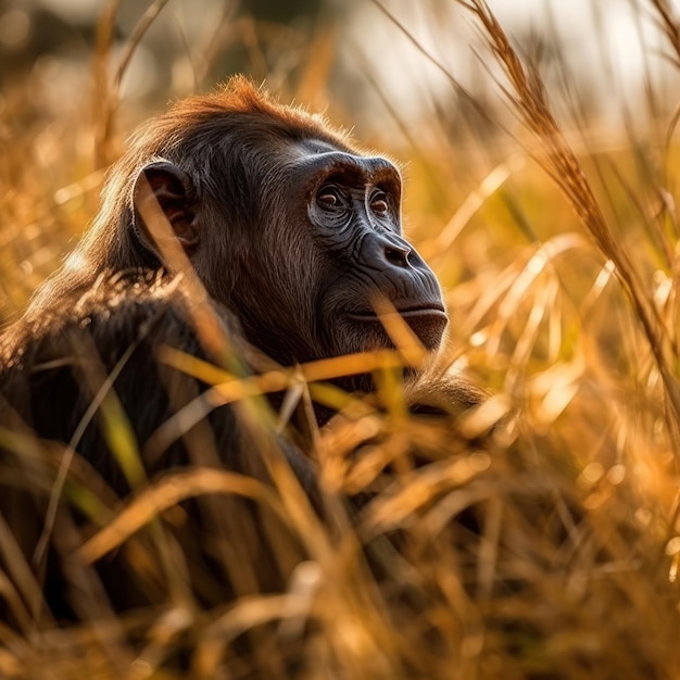 Ape in the savannah