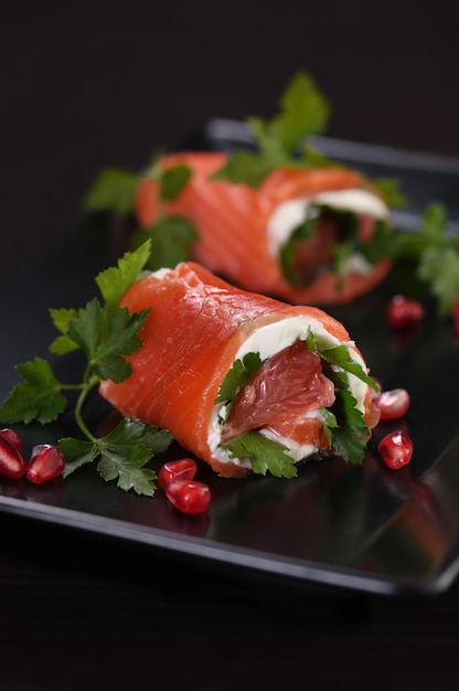 Aperitif appetizer of salmon