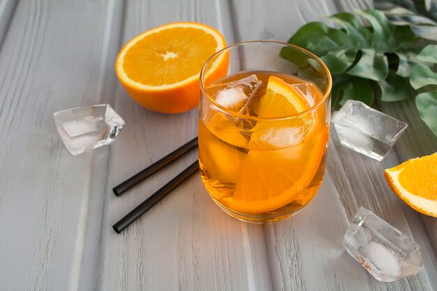 Aperol spritz cocktail in glass on the table