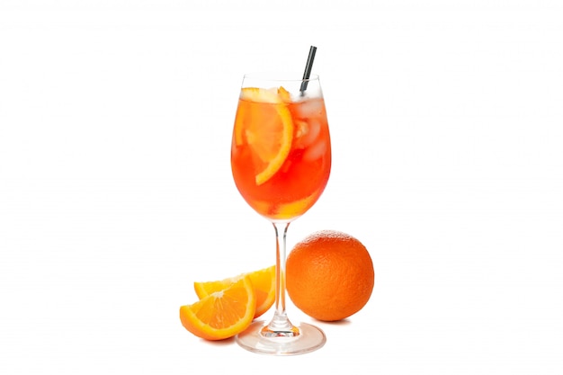 Aperol spritz cocktail isolated on white background