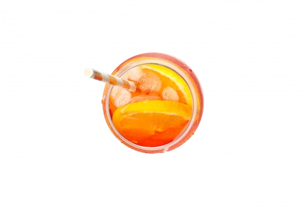 Aperol spritz cocktail isolated on white background