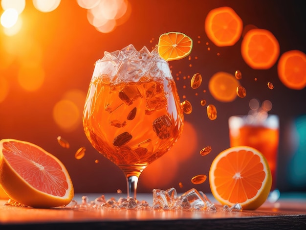 Aperol spritz cocktail splashing bright image ai generative