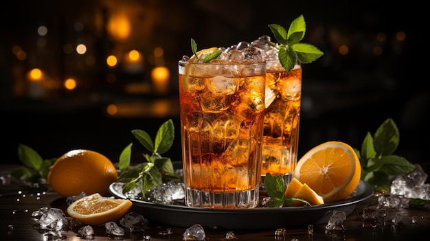 Aperol Spritz cocktail with ice and orange in glass Summer refreshing drink concept