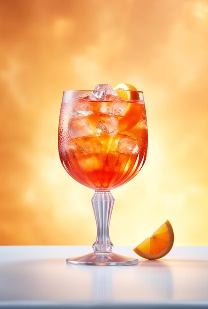 Aperol Spritz cocktail with orange on bright beautiful background