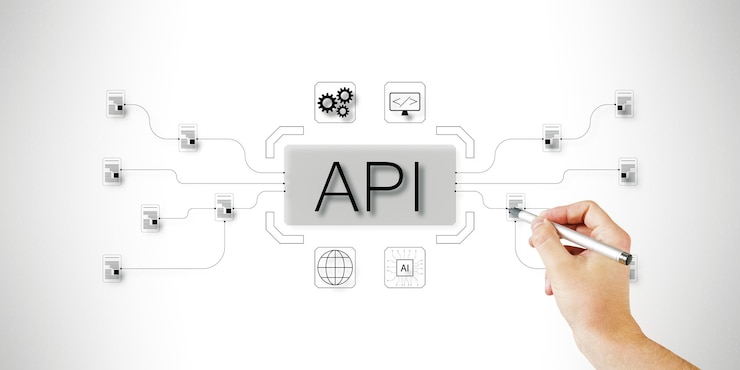 Photo api connection concept with hand drawing on white background