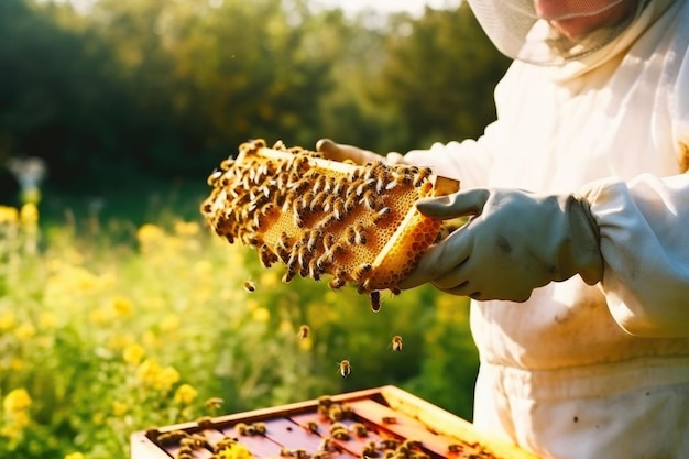 Apiarist with Beehive