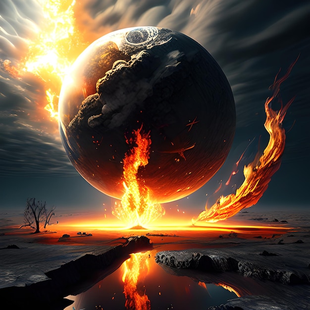 Apocalyps, aarde, wereldbol, inslag, meteoor, Armageddon, verwoesting, conclusie, meteoriet, vuur