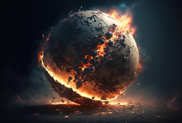 Apocalyps Earth globe inslag meteor Armageddon verwoesting conclusie meteoriet vuur