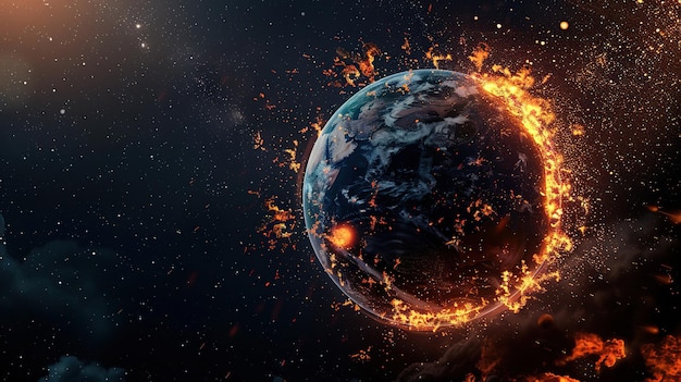 Apocalyptic Fire Engulfing Planet Earth