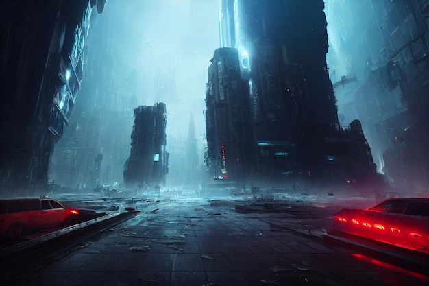 Apocalyptic Futuristic City Concept Art Background Image