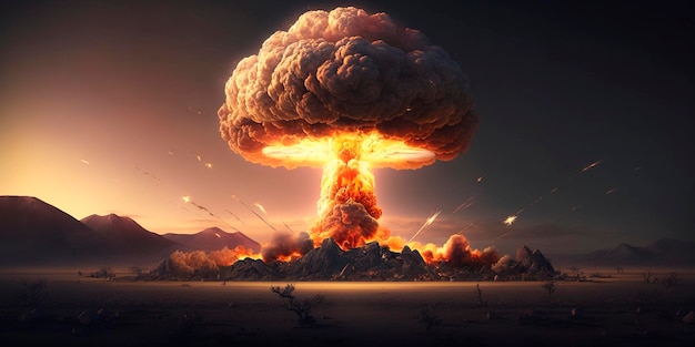 Apocalyptic Scene Devastating Nuclear Explosion and its Effects on the Environment