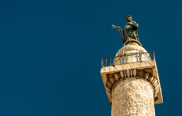 Apostle peter statue on top of trajan's column rome italy