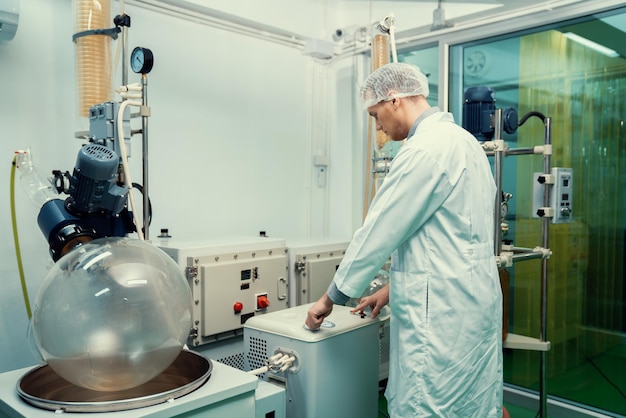 Apothecary extract using cannabis extraction machine in laboratory