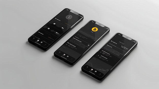 Photo app design bytecoin cryptocurrency privacy mobile layout with black the crypto concept idea layout