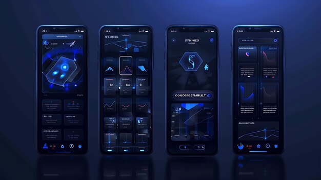 Photo app design synthetix cryptocurrency synthetic assets mobile layout with crypto concept idea layout