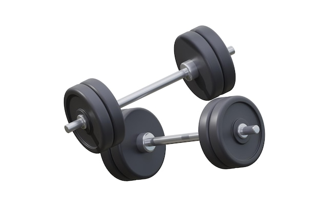 Apparatuur sportschool barbell zwart geïsoleerd witte achtergrond 3D-rendering