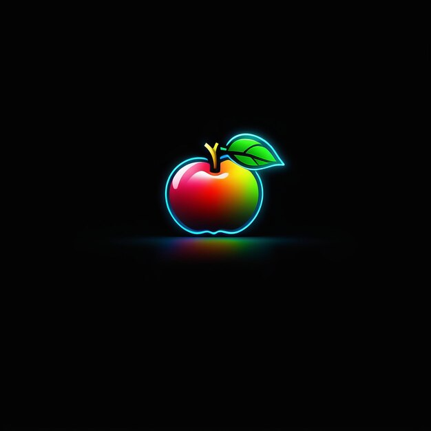 Foto appel fruit neon gloed icoon appel fruit neon glow icoon apple logo vector icoon illustratie