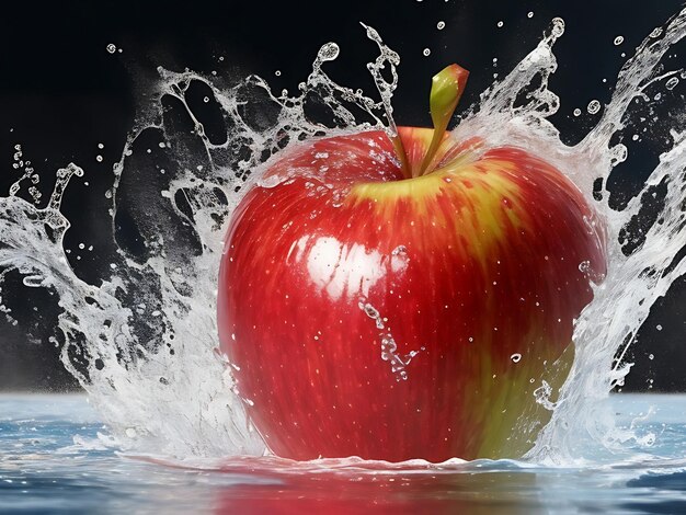 Appel met water splash achtergrond HD behang