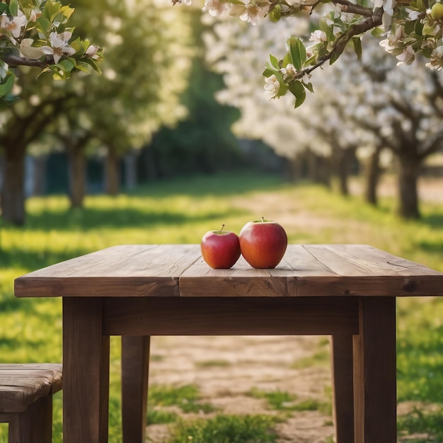 Appel op het houten tafelfruitproduct