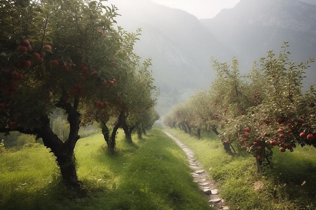 Appelbomen in een serene omgeving