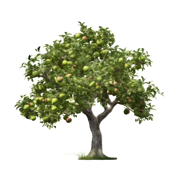 Appelboom geïsoleerd op transparante achtergrond Rode rijpe vruchten en groen gebladerte PNG Generative AI