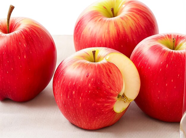 Appelen rood vers zacht sappig perfect geheel op wit bureau