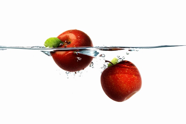 Appels drijvend op water en appels in water
