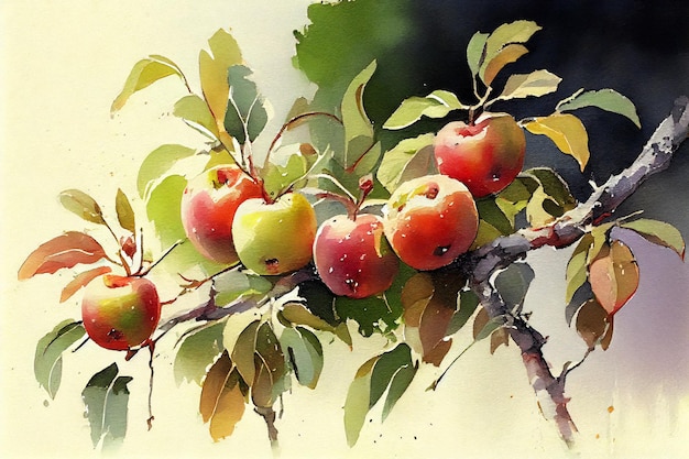 appels en sinaasappels, aquarel, appels aquarel, keukenkunst, keukendecor, post-art