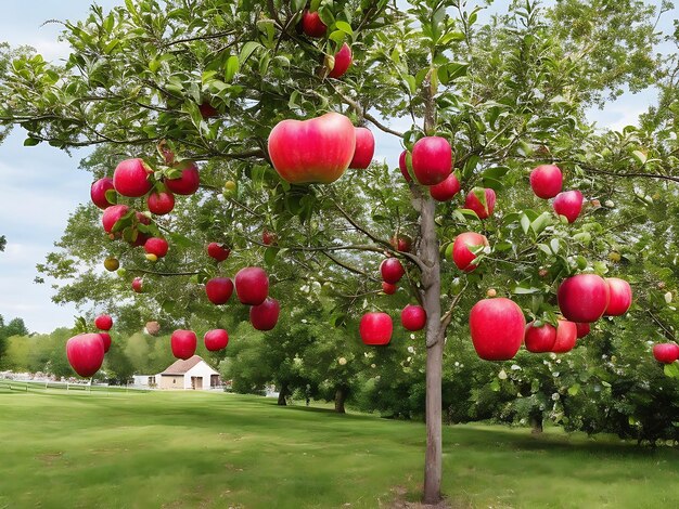 Appels hangen aan de boom.