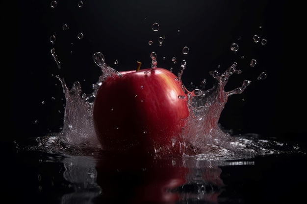 Appelwaterdruppels foto gemaakt Biologisch natuurlijk fruit van natuurboerderij Genereer AI