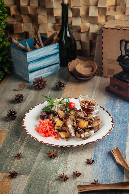 Appetizer chopped lamb ribs semechki seeds