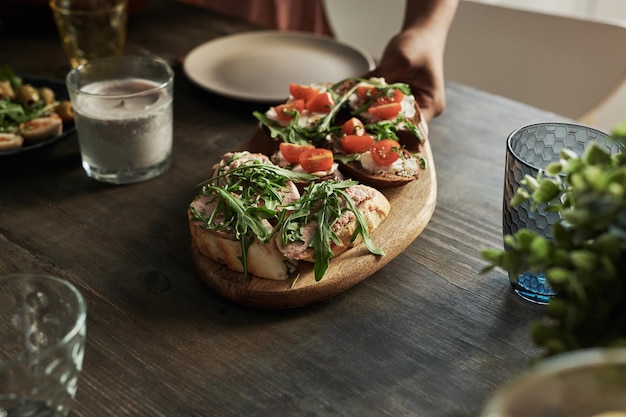 Appetizers for holiday dinner on table