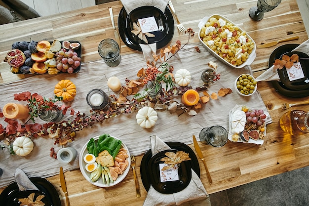 Appetizers serving on dining table