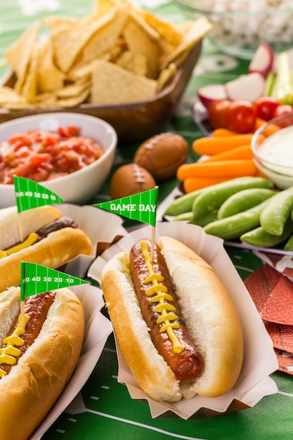 Appetizers on the table for the football party.