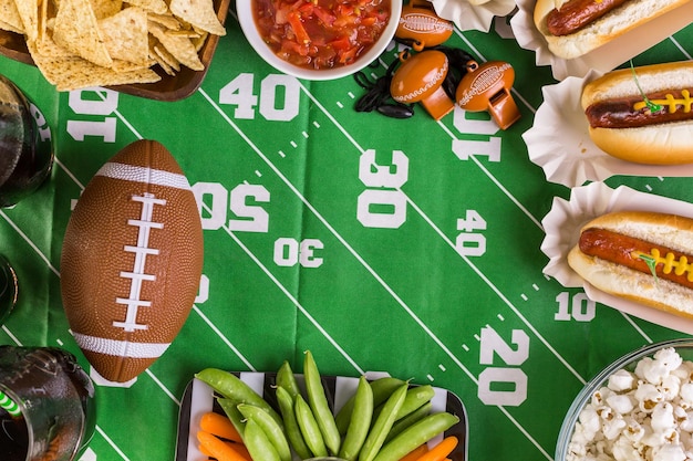 Appetizers on the table for the football party.