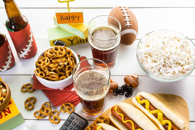 Foto antipasti in tavola per la festa del calcio.