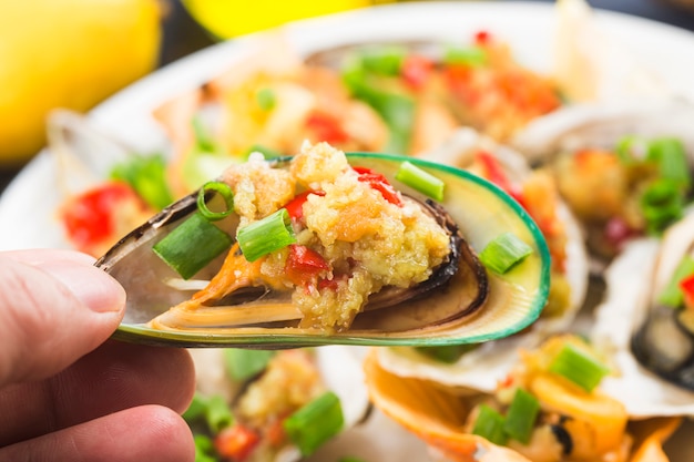 Appetizers with various shellfish and seafood