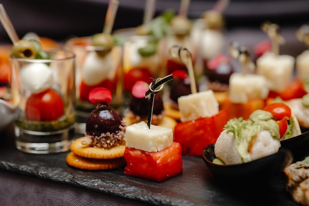 appetizing aperitifs on the plate