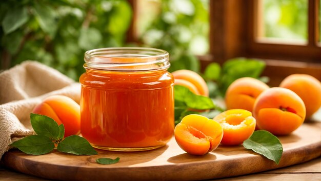 Appetizing apricot jam in the kitchen